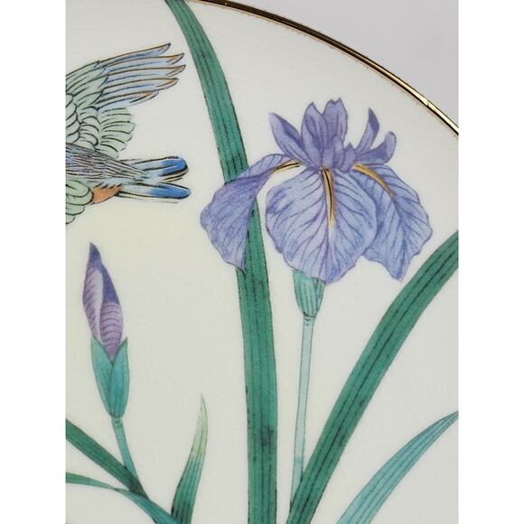 Satsuma Iris & Kingfisher The Festival Of May Gardens Orient 7 1/2" Plate Japan - Picture 4 of 14